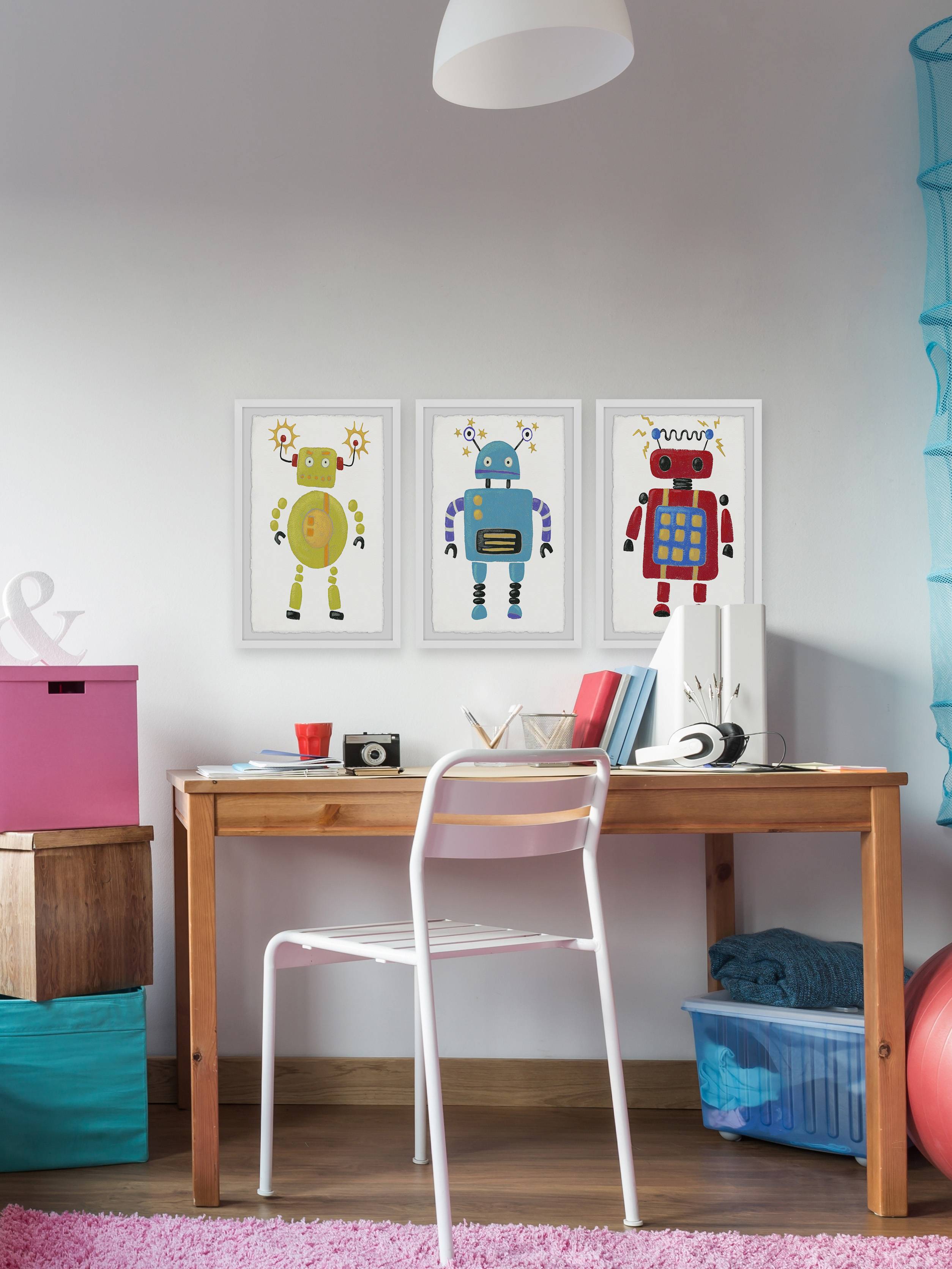 Marmont Hill Electric Robots Triptych, Art Prints, 36.00" x 1.50"