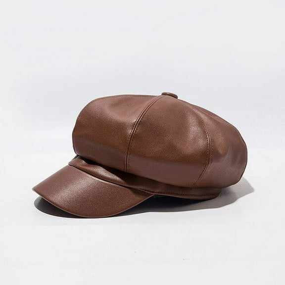 CoCopeanut Baru Newsboy Cap Fashion Artis PU Kulit Wanita Oktagonal Cap Musim Panas Musim Gugur Kasual Baret Wanita Datar Topi Wanita Kolam Matahari cap