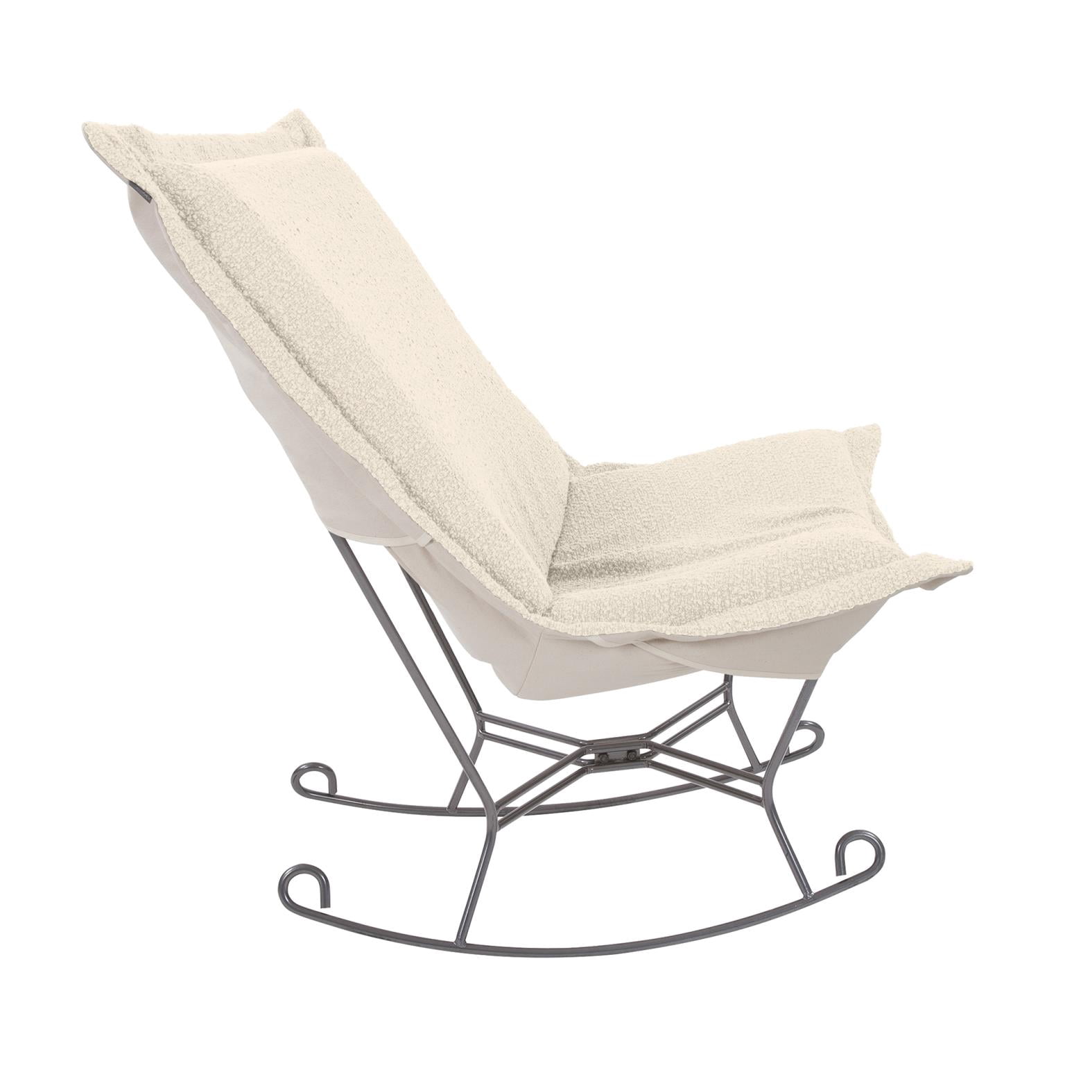 Scroll Puff Rocker Titanium- Barbet Natural/Natural