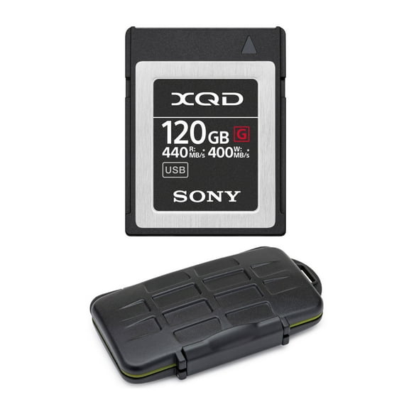 Sony 120GB XQD G Series Memory Card with Rugged Memory Card Carrying Case Bundle