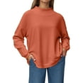 thumbnail image 2 of Fall Oversize Sweatshirt for Women Side Slit Neck Solid Long Sleeve Preppy Clothes 2025, 2 of 5