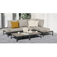 thumbnail image 3 of GRANDPATIO Outdoor Sectional Sofa Set, All-Weather Aluminum Frame Conversation Set with Cushion & Woodgrain Built-in Side Coffee Table, 4-Piece Modern Furniture Set for Poolside, Backyard, Deck, 3 of 9