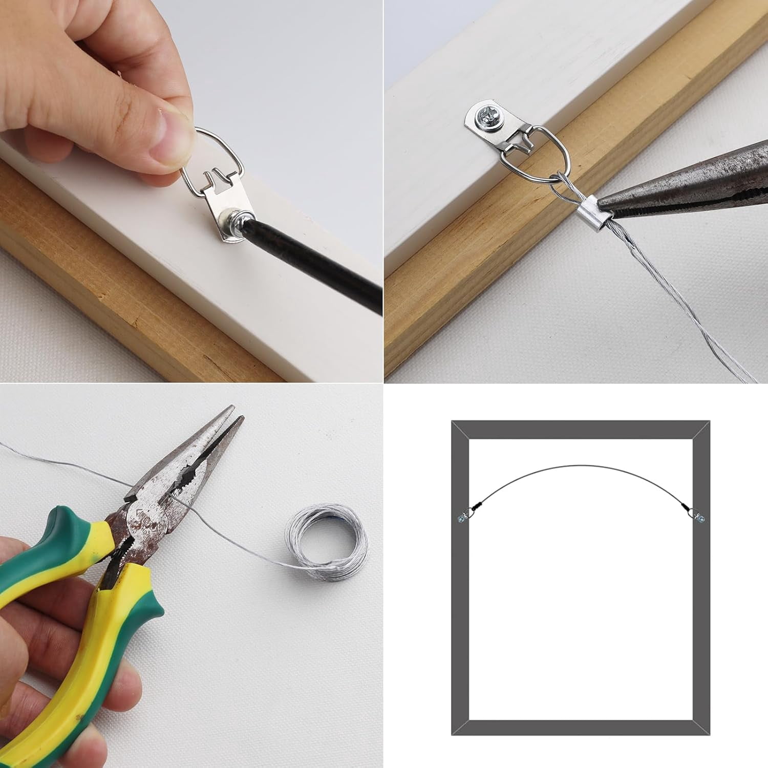 Picture Hanging Wire Kit with D Rings and Screws, Heavy Duty for Hanging Pictures, Clocks, Mirrors