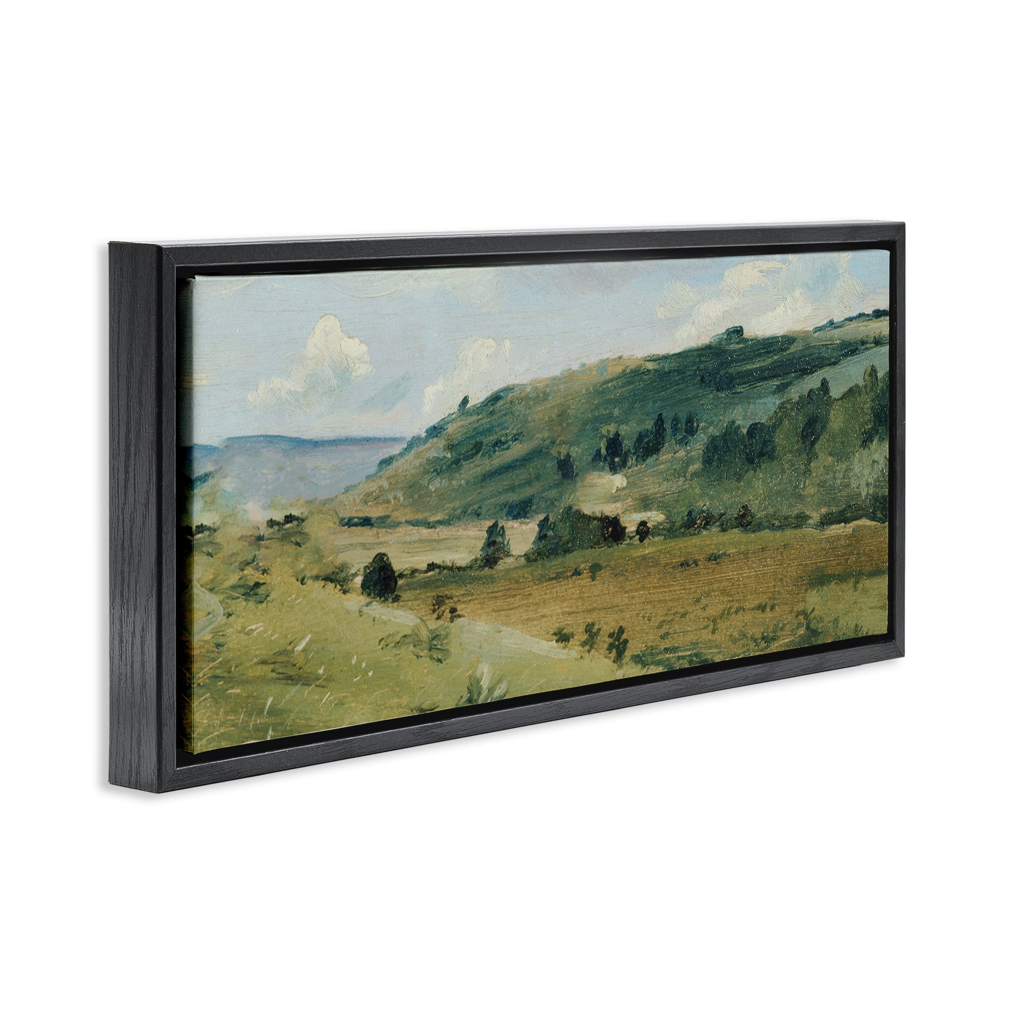 Stupell Industries Tree Dotted Countryside in Summer Black Framed Floater Canvas Wall Art, design by Lucille Price
