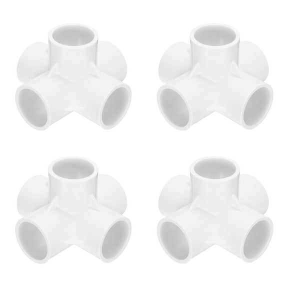 Uxcell Fitting 1-1/4" 5 Ways Connector Furniture Build Grade Pipe Coupling, White