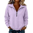 thumbnail image 2 of Women's Quarter Zip Sweatshirt Fashion Stand Collar Pullover Top with Relaxed Silhouette Fall Sweatshirts, 3XL, 2 of 4