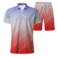 thumbnail image 3 of HBFAGFB Sweat Suits for Men 2 Piece Gradient Quarter Zip Pullover Men Tops Trendy Shorts Red Size M, 3 of 4
