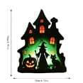 thumbnail image 3 of Wooden Haunted House Blow Mold Light Halloween Spooky Mansion Ornament Decor Witch Moon Ghost Haunted House, Wooden Mold Ornament, Warm Decor For Mantel, Entryway, Backyard Nook, 3 of 6
