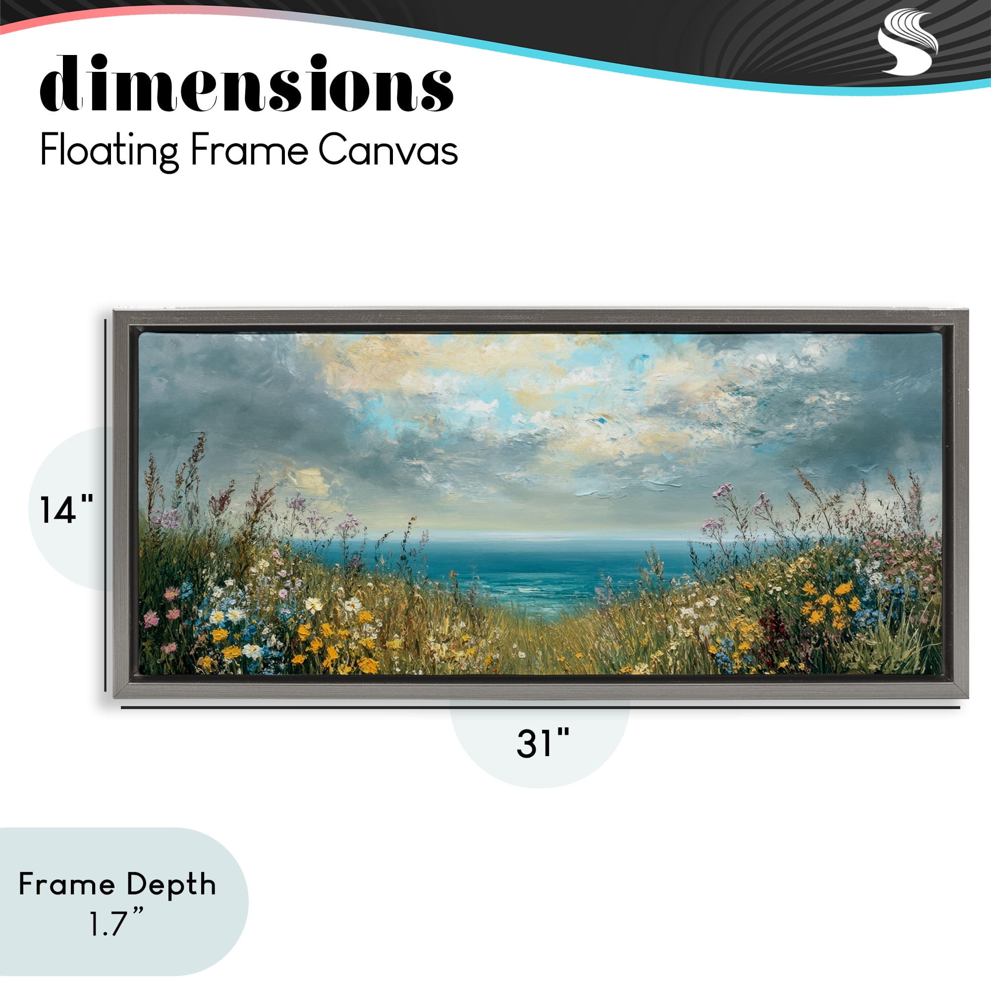 Stupell Industries Scenic Coastal Flowers In Bloom Gray Framed Floater Canvas Wall Art, design by Petal Prints Design