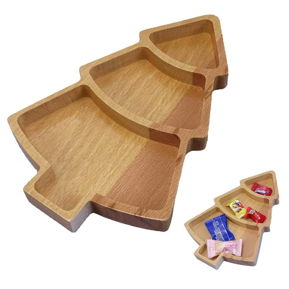 Clearance! Christmas Snacks Dried Fruit Candy Wooden Tray Christmas Snowman Christmas Tree Shape Tray Restaurant and Family 1X Wooden Pallet