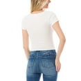 thumbnail image 5 of MixMatchy Women's Solid Ribbed Notched Neckline Stretch T-Shirt Top, 5 of 5