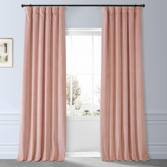 HPD Half Price Drapes Signature Apricot Blossom Plush Velvet Hotel Blackout Curtain (1 Panel), Apricot Blossom, 50W X 84L