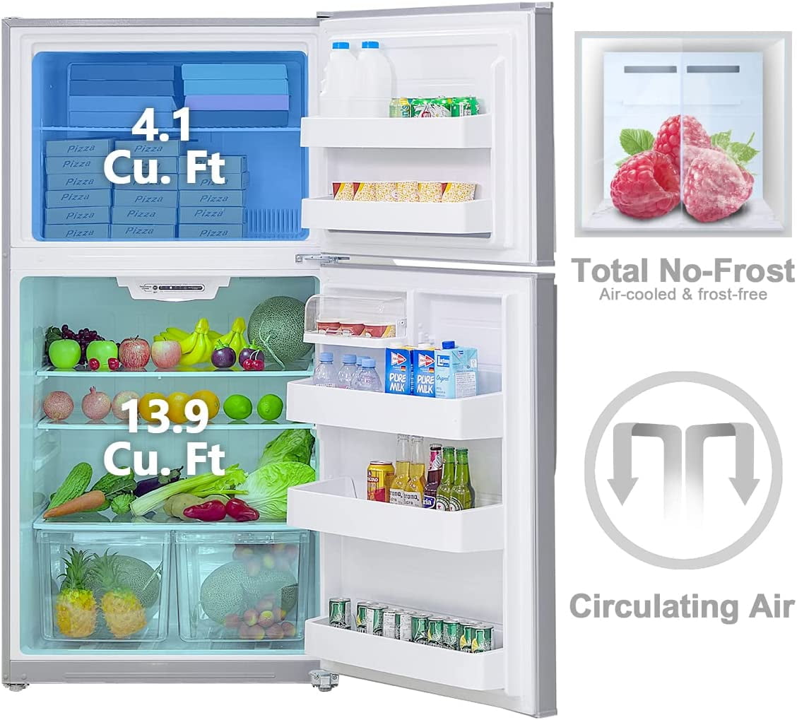Smeta 18 Cu ft Refrigerator Top Freezer Thermostat Apartment Size Stainless Steel
