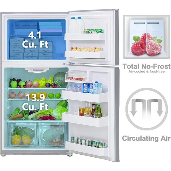 Smad 18 Cu ft Refrigerator 30" Top Freezer Thermostat Garage/Office/Kitchen Stainless Steel