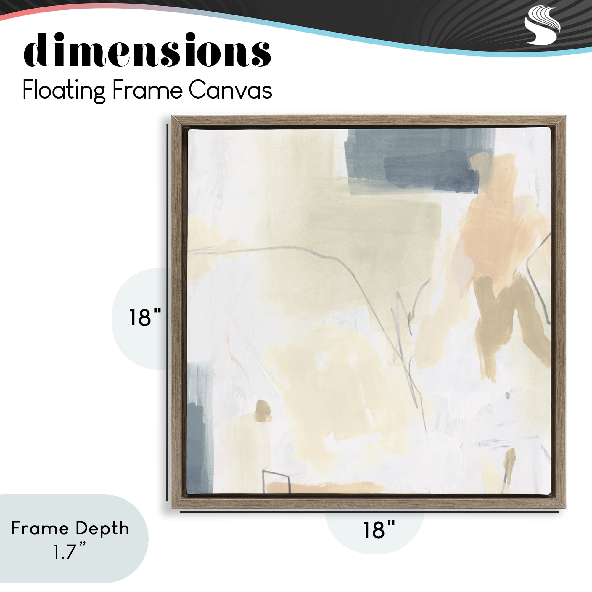 Stupell Industries Plaster Line Abstract Brown Framed Floater Canvas Wall Art, design by June Erica Vess