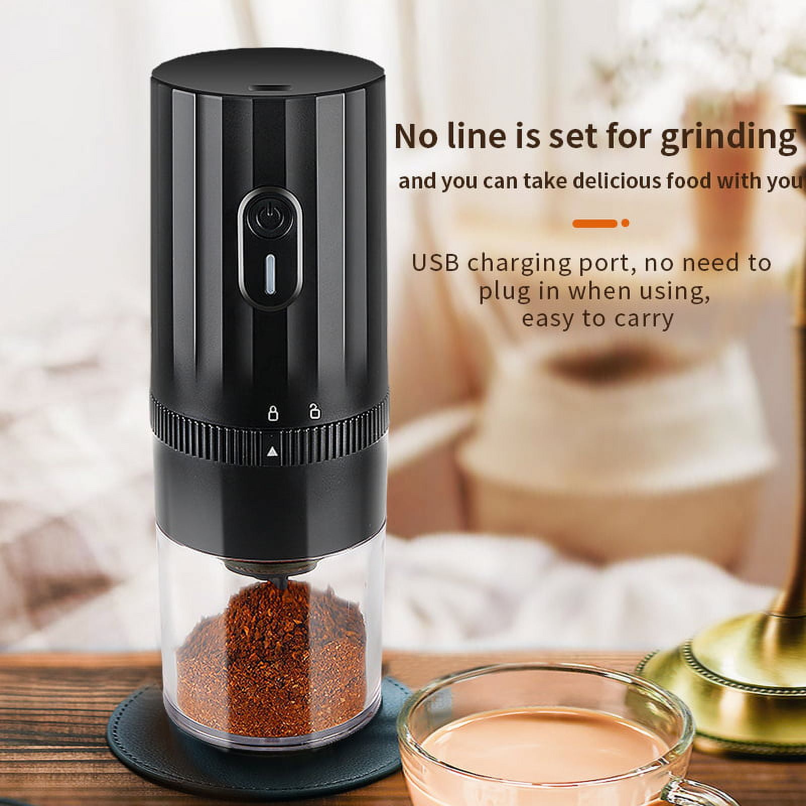 DmofwHi Cordless Coffee Grinder Electric, USB Rechargeable Coffee Bean  Grinder with 304 Stainless Steel Blade and Removable Bowl-Black