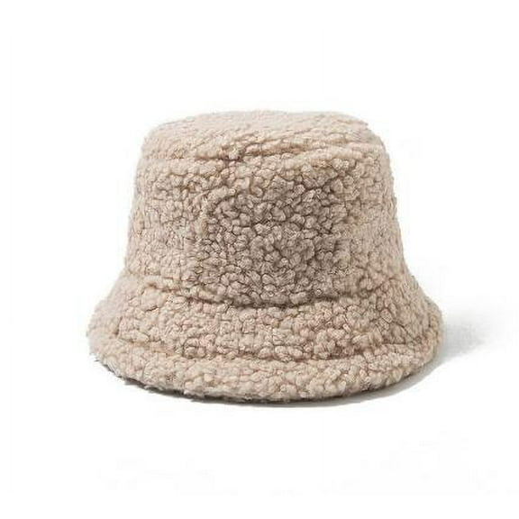 CoCopeaunts Autumn Winter Lamb Wool Women Bucket Hat Solid Color Fishermans Hats for Ladies Keep Warm Casual Cap Female Flat Top Hat