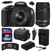 Canon EOS Rebel T3i Digital SLR Camera with EF-S 18-55mm f/3.5-5.6 IS and EF-S 55-250mm f/4-5.6 IS II Lens 32GB Memory, Large Case, Extra Battery, Travel Charger, Card Wallet, Cleaning Kit 5169B003