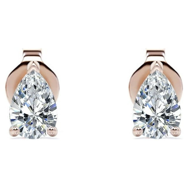 Pendientes minimalistas JeenMata Diamantes de talla pera 0,5 quilates Oro rosa 18 K sobre plata
