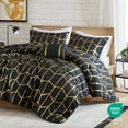 thumbnail image 4 of Regency Heights Twin/Twin XL Size Comforter Set, 3-Piece Bedding Set for All Seasons, Geometric Metallic Comforter Bed Set with Decor Pillows,Black/Gold, 4 of 8