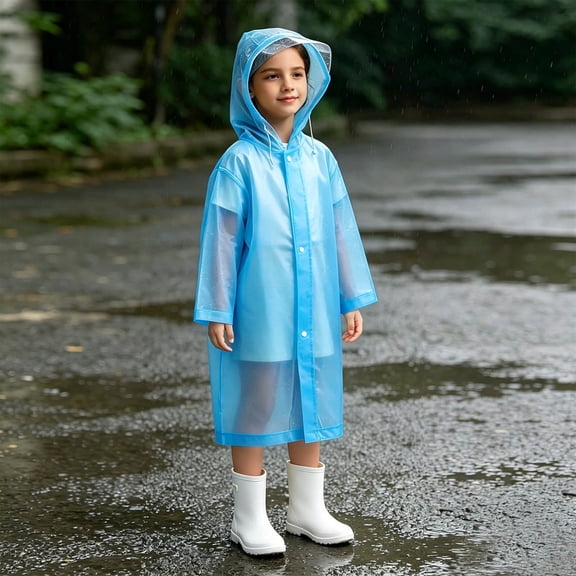 Kids Hooded Raincoat Reusable Waterproof Outdoor Jacket for Daily Use