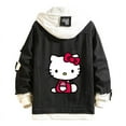 Anime Sanrio Denim Bomber Jacket Hello Kitty Hooded Jeans Sweatshirt ...