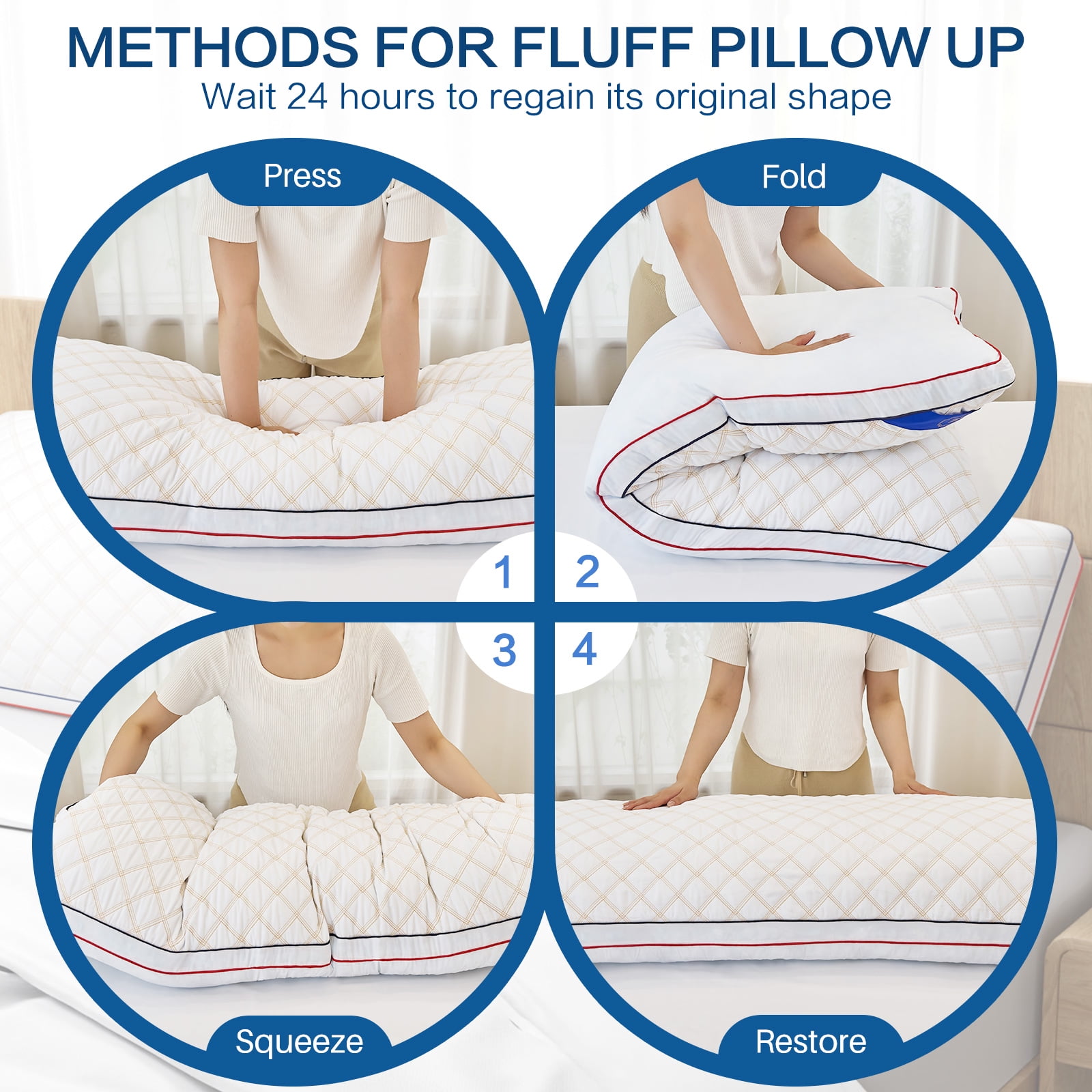 Galenzoov 20×54 inch Full-Length Body Pillow with Shredded Memory Foam - Offering Adjustable Firmness & Height for Personalized Comfort, Ideal for Side Sleepers and Maternity Support, White