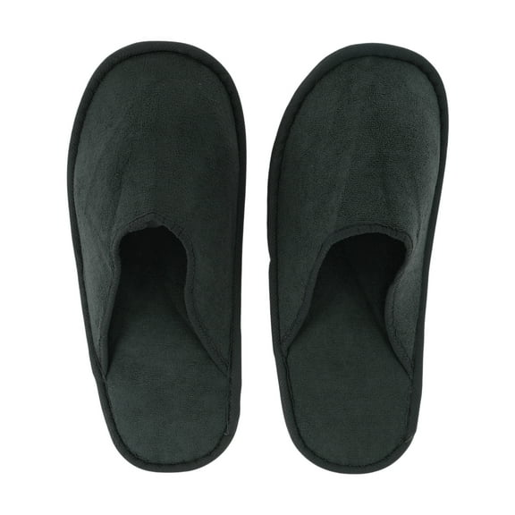 Unique Bargains 1Pair Disposable Slippers Foldable Closed Toe Hotel Slippers Deep Gray