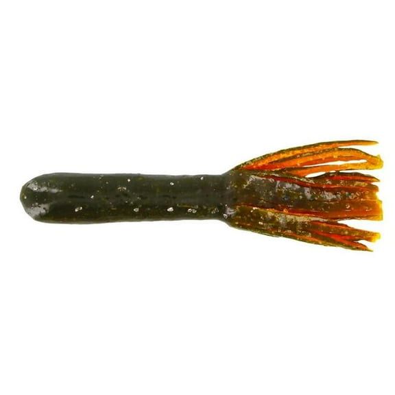 Big Bite Baits 4 inch Tour Flipper Soft Plastic Tube (Green Pumpkin/Orange Tail)