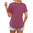thumbnail image 5 of Nlife Women's Crew Neck Short Sleeve Textured Yoke T-Shirt, 5 of 7