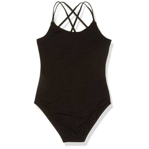 Flo Active Girl's Strappy Leotard (Little Kids/Big Kids) Black 5 (5 Little Kids)