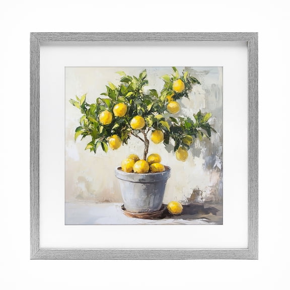Stupell Industries Cottage Falling Lemon Tree Gray Framed Print Under Glass, 13 x 13, by Tina LeCour