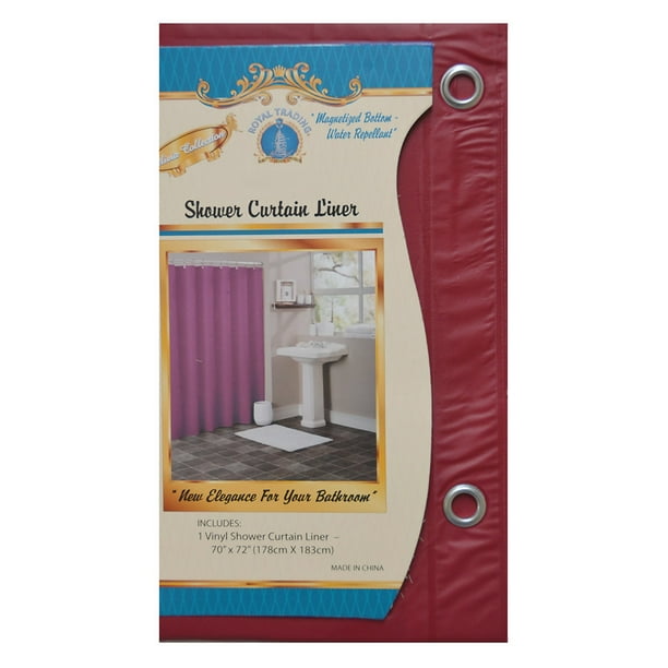 Burgundy Vinyl Shower Curtain Liner with Metal Grommets &