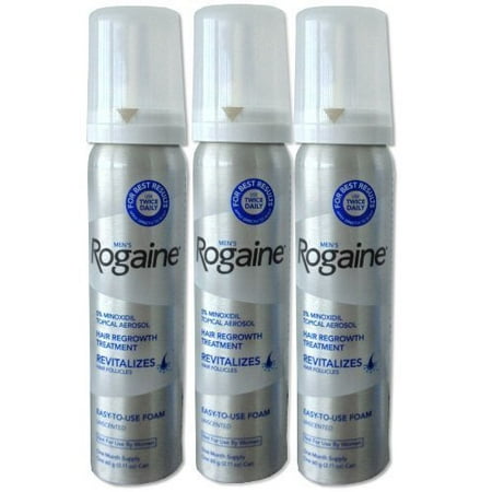 ROGAINE pour les hommes cheveux Repousse traitement, 5% Minoxidil topique en aérosol, facile à utiliser de la mousse, 2,11 Ounce (pack de 3)