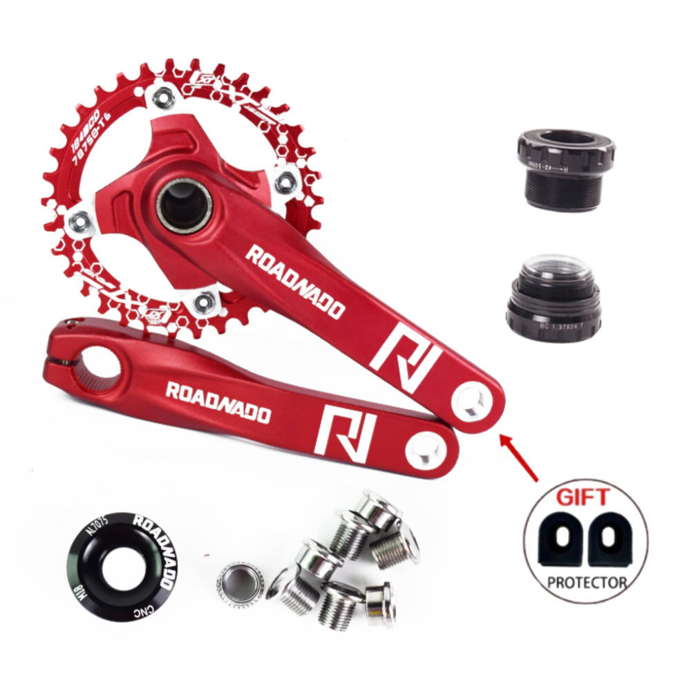 ROADNADO Bike Crankset 34T BB Crank 36T Chainring 104BCD MTB Crank Set 170mm Road Bicycle Crank with Chainring Bolts Lightweight Shockproof Easy to Install Firm Cycling Bike Parts
