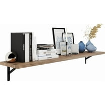 Wallniture Forme 54 x 10 inch Wood Floating Shelves for Living Room, Bedroom, Kitchen Storage Shelving, Wall Mounted Long Shelf, Natural Burnt Color, 1pc