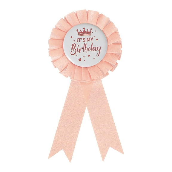 Uxcell 6" x 3" Birthday Ribbon, It's My Birthday Pin Badge Brooch for Party Decoration, White/Champagne