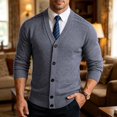 thumbnail image 4 of Men's V Neck Knit Cardigan, Single Breasted Long Sleeve, Regular Fit, Business Casual Outerwear For Male, 4 of 9