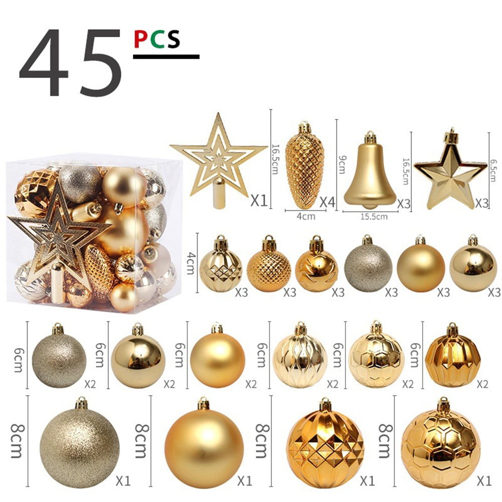 45Pcs Painted Christmas Balls Decoration Arrangement Christmas Tree