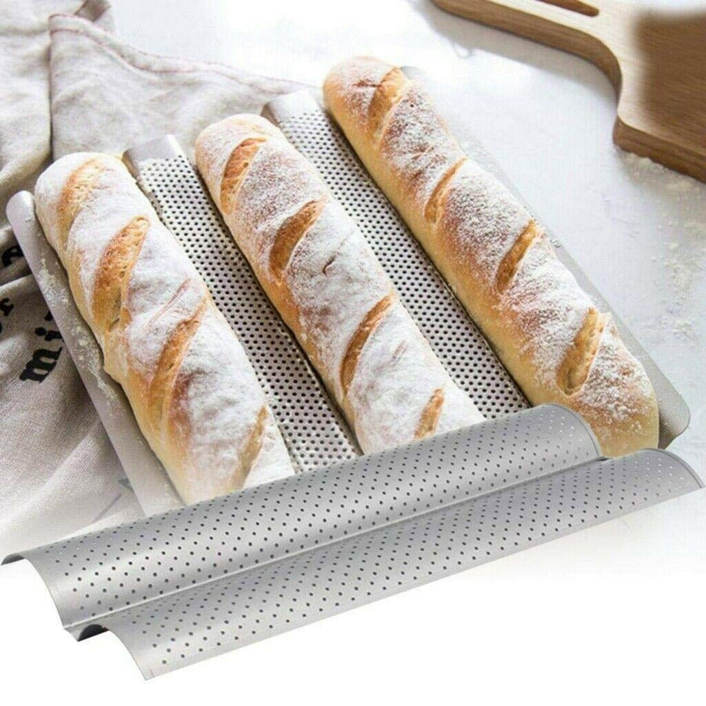 15 x 13 French Bread Pan 4 Wave Loaves Loaf Bake Mold Toast for Oven Baking Gold FireKylin 2 Pack Nonstick Perforated Baguette Pan 