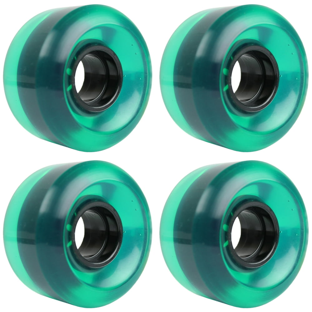 SKATEBOARD CRUISER WHEELS SET 58mm x 36mm 83A 341C Green Clear