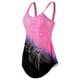 thumbnail image 6 of Inevnen Women Plus Size One-Piece Swimsuit Rhinestones Tie Dye Bathing Suit Padded Push Up Swimwear, 6 of 6