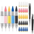 thumbnail image 4 of 5 Pcs Rhinestone Picker Tool, Rhinestone Applicator Tool, Wax Pencil for Rhinestones Wax Pen for Rhinestones Gem Picker,5 * rhinestone picker tool 25 * wax tip 2 * Tweezers,Multicolor, 4 of 8