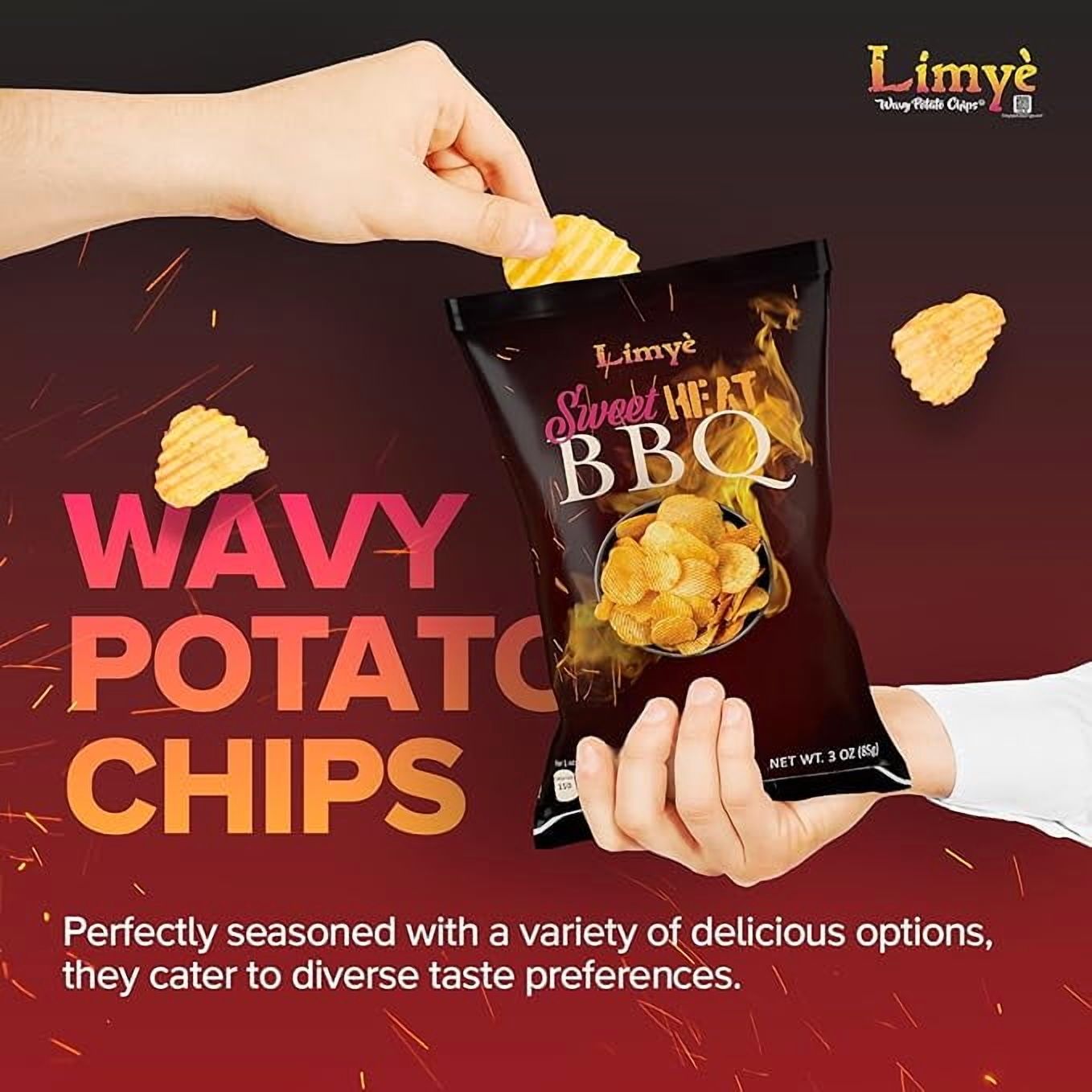 Limyè Sweet Heat BBQ Flavored Potato Chips - Certified Kosher & Allergen-Free - Vegan potato chips, Sweet Heat BBQ Flavor(12P)