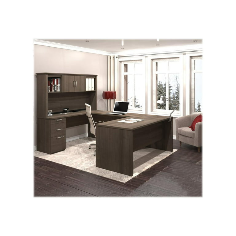Bestar Logan 66 W U Or L-Shaped Executive Office Desk With Pedestal And  Hutch In Antigua - Walmart.Com