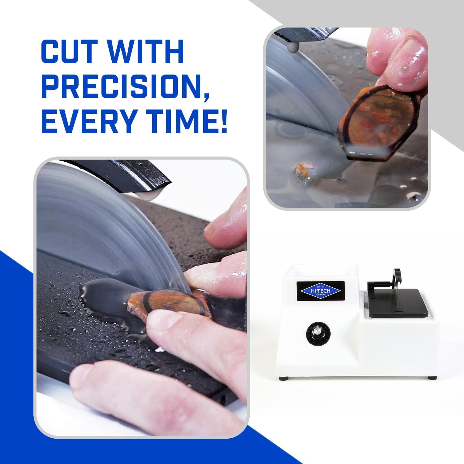 Hi-Tech Diamond 4"/5" Lapidary Equipment Trim Saw - Rock, Stone, Glass Cutting, Trimming, Sawing Machine Includes TWO Diamond Saw Blades