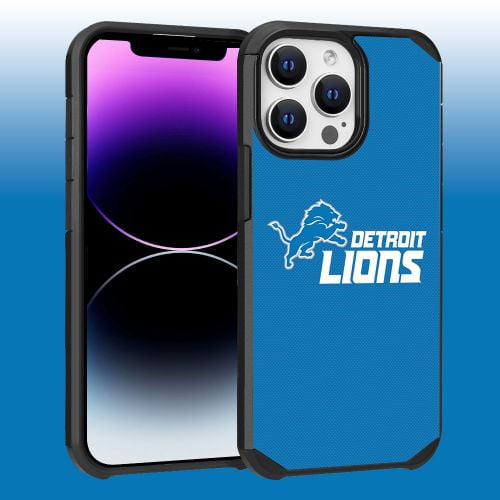 Apple iPhone 14 Pro Max (6.7) - NFL Licensed Detroit Lions Blue Textured Back Cover on Black TPU Skin