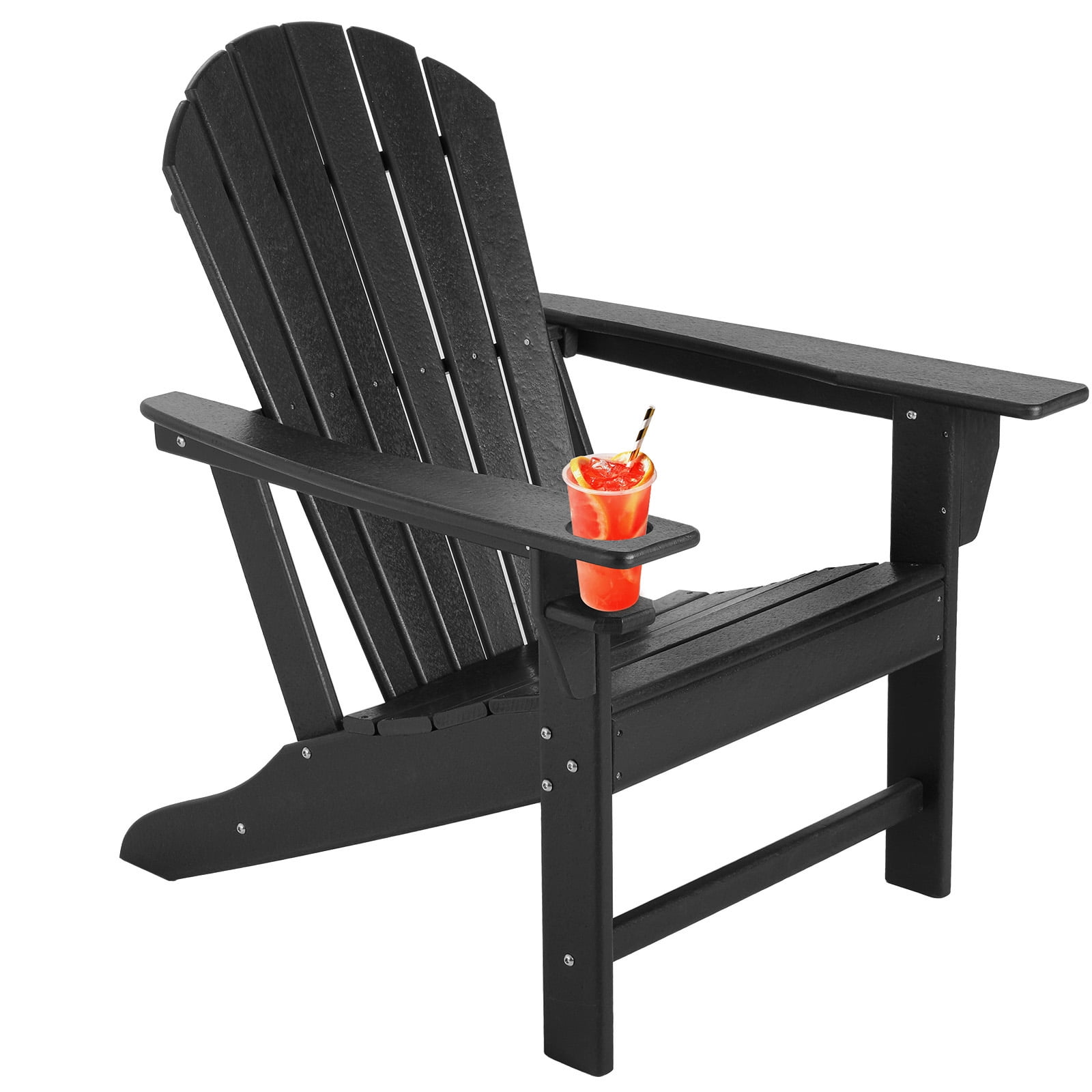 GARTIO Patio HDPE Adirondack Chair with Cup Holder WeatherResistant