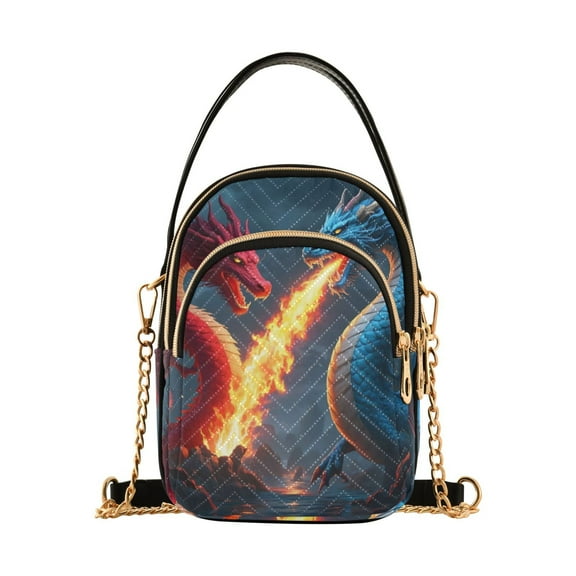 ALAZA Chain Crossbody Bags for Women Dragons with Fire Shoulder Handbag Phone Purse