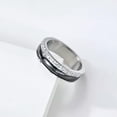 thumbnail image 5 of 6mm Silver Rhinestone Cz Band Men's Stainless Steel Black Ring Size 7-11, 5 of 7